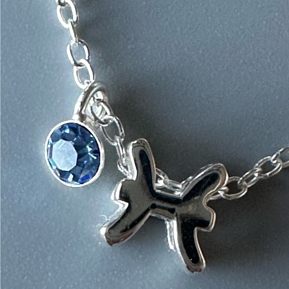 Sterling Silver Aquamarine Pisces Necklace - Picture 9 of 9